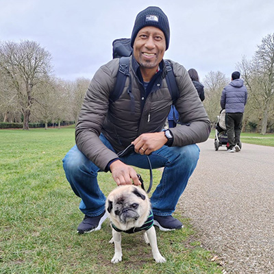 Carlton and Barney out for a walk
